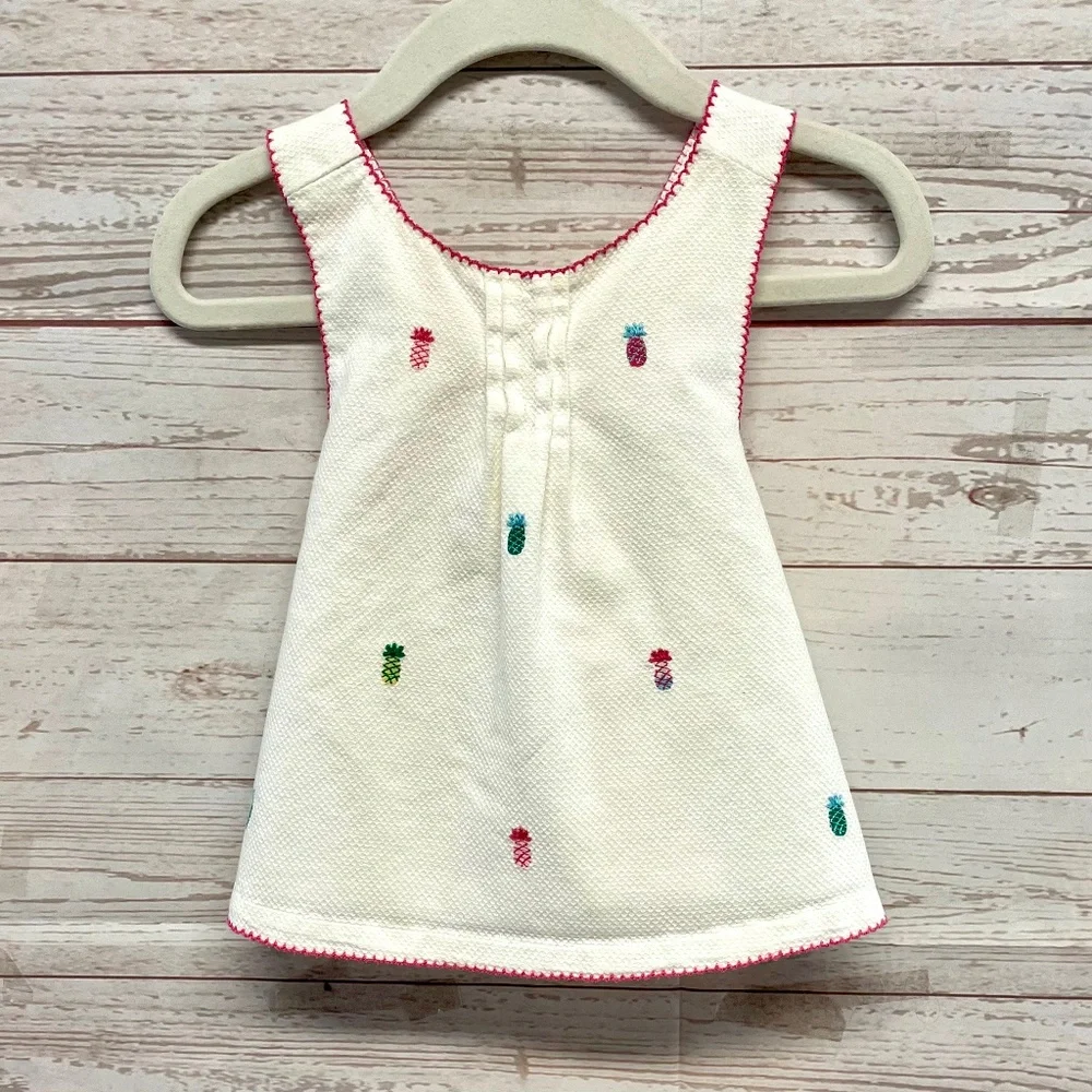 Janie and Jack Cotton criss cross back pineapple embroidered top